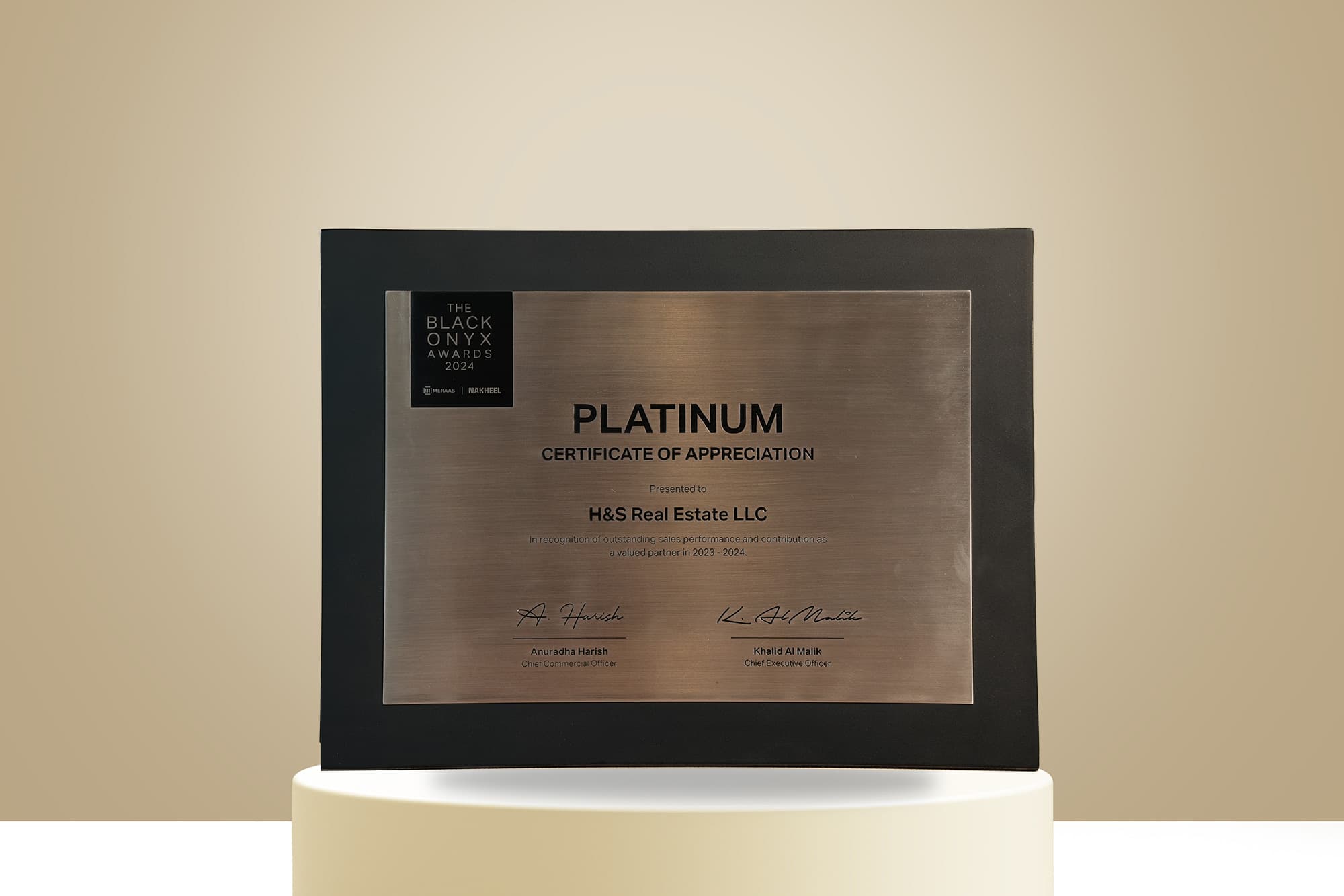 Black Onyx - Platinum Certificate — Meraas/Nakheel, 2024
