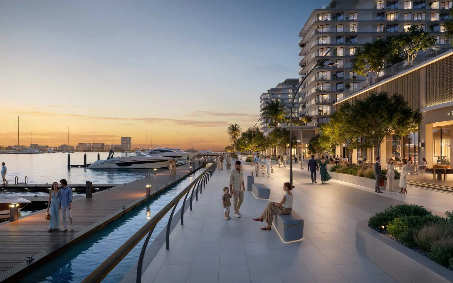 Waterfront promenade lifestyle