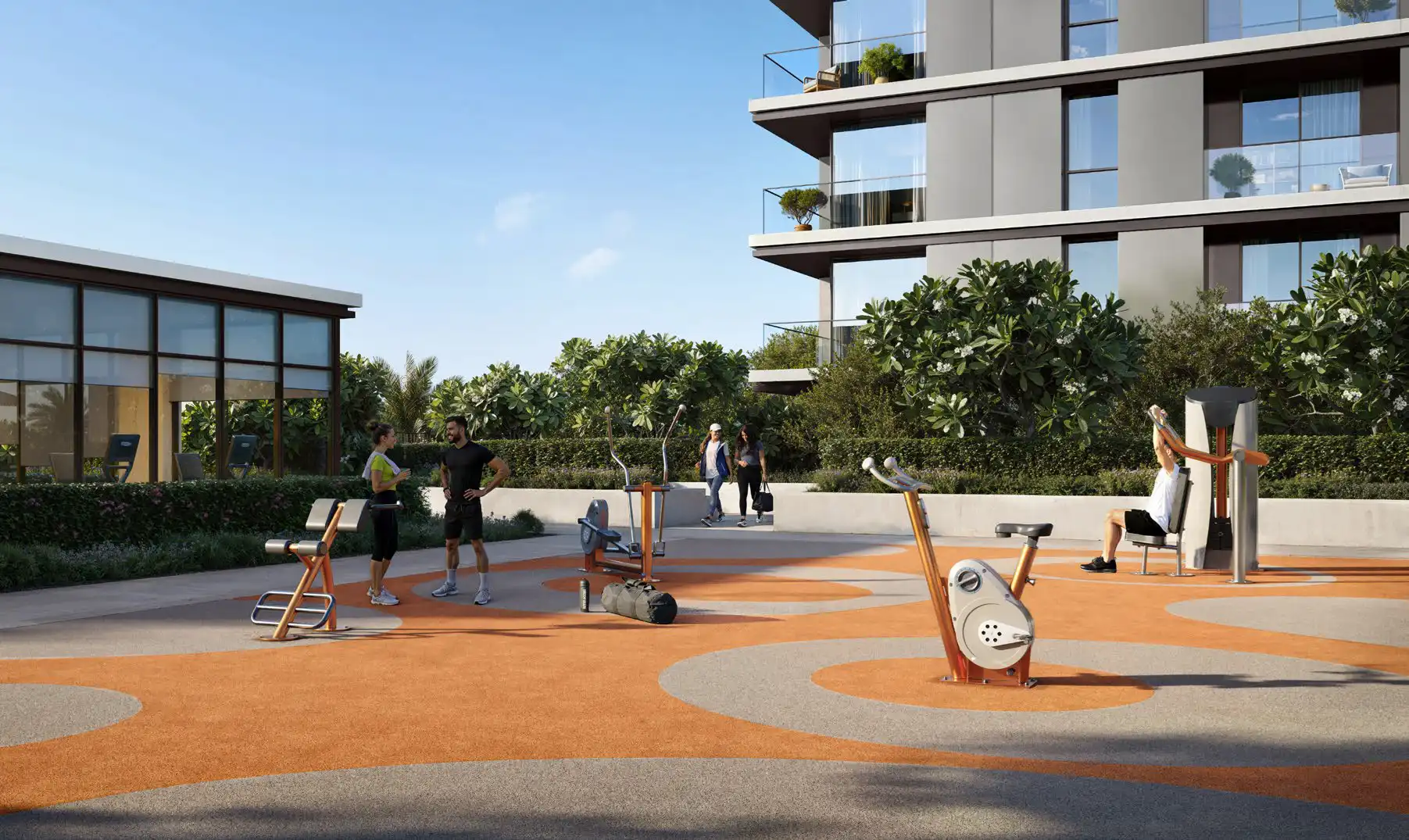 Bedroom with floor-to-ceiling windows and park views