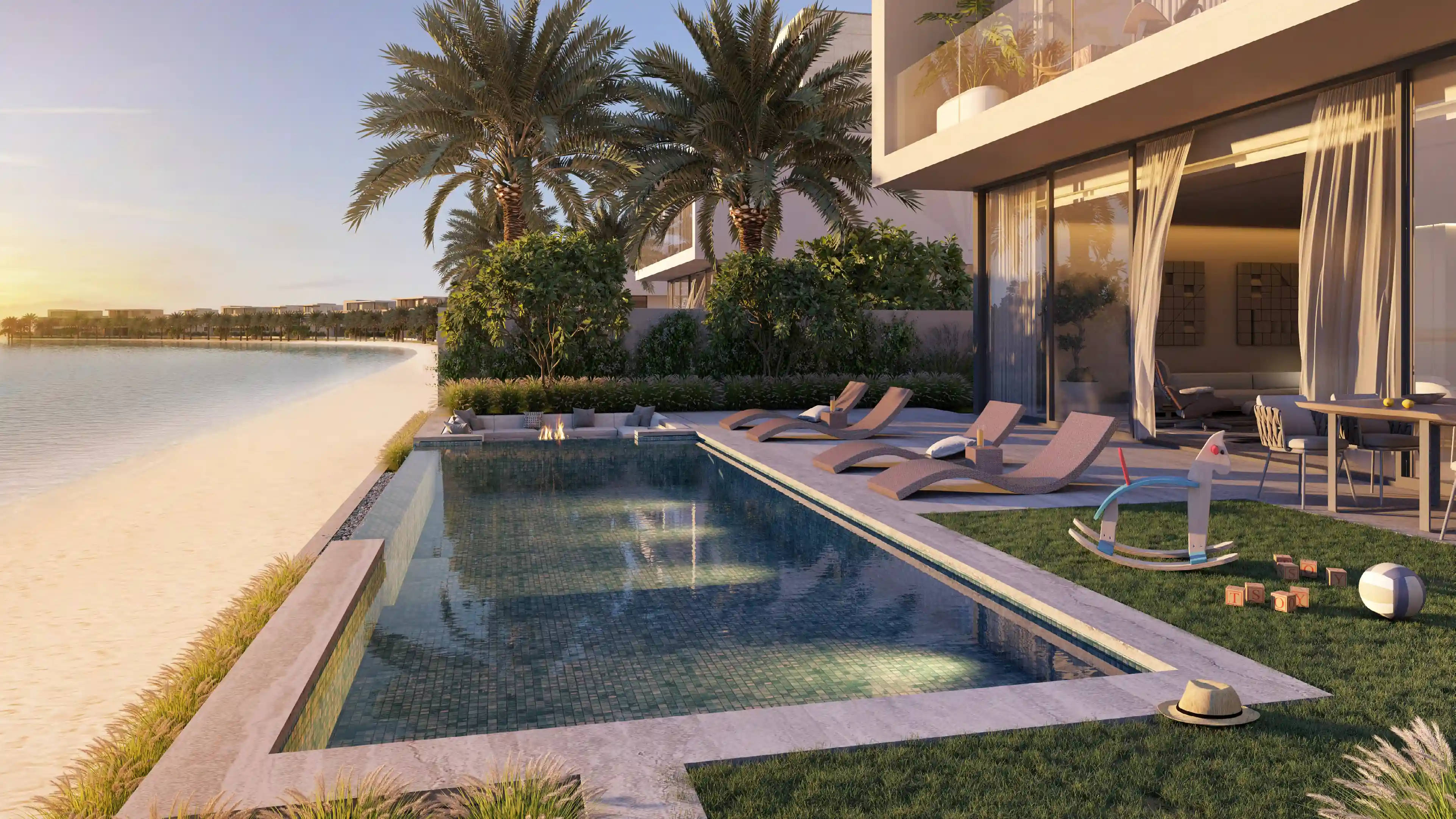 Luxury villa interior with sea views